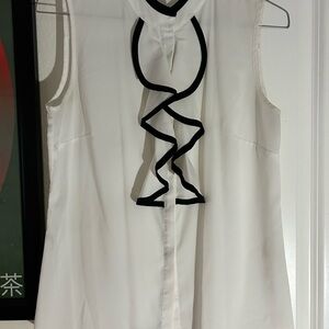 Calvin Klein White Blouse with Black Trim